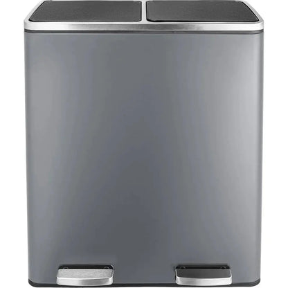 60 Liter Double Bin Stainless Steel Step Bin[🔥Free 3 packs (150 total) of garbage bags]