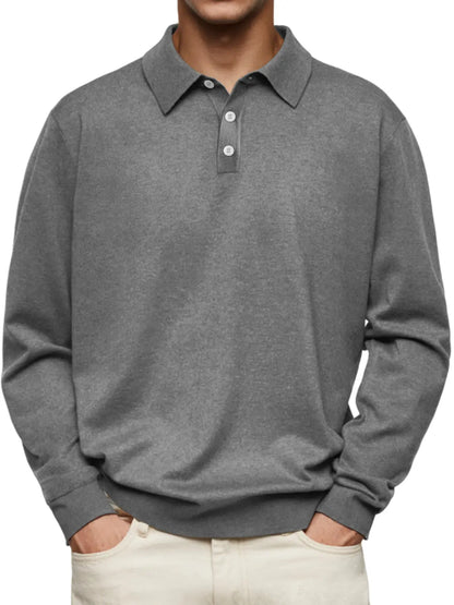 🔥Christmas Sale🔥 Men's Casual and Comfortable Solid Color Lapel Long Sleeve POLO Shirt