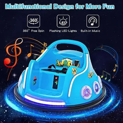 🎁Christmas SALE🎁360°rotating 12V electric ride-on bumper car with remote control