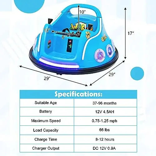 🎁Christmas SALE🎁360°rotating 12V electric ride-on bumper car with remote control